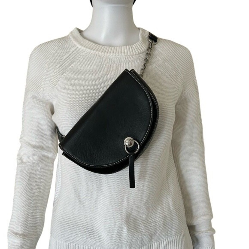 Zara Black Leather Suede Chain Waist Belt Crossbody Bag